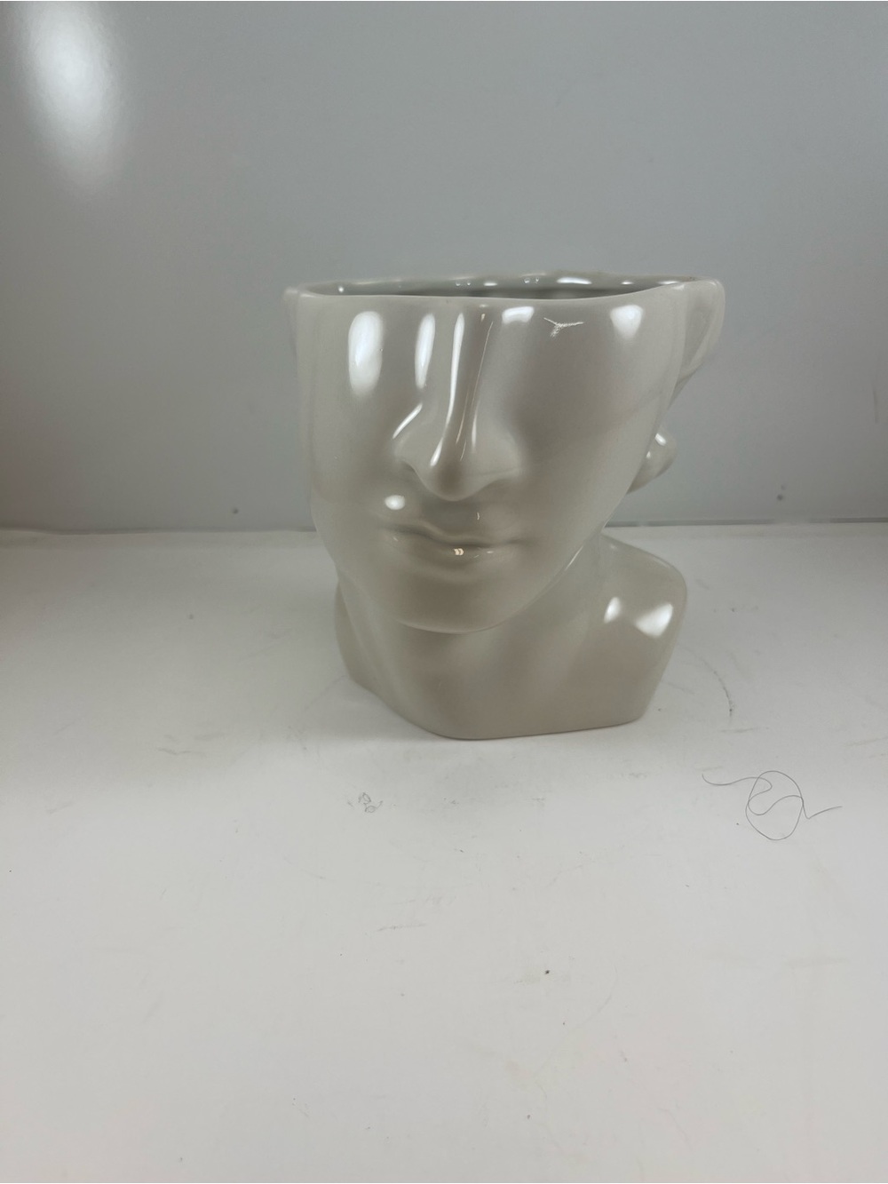 H&M Home Ceramic Face Vase/Planter. White